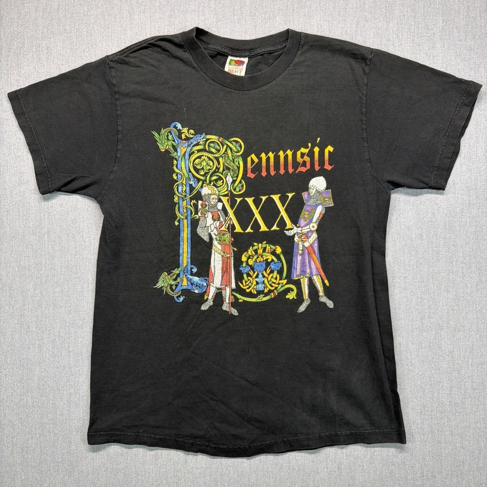 VTG Renaissance Faire T-Shirt Mens Medium Black Graphic Print